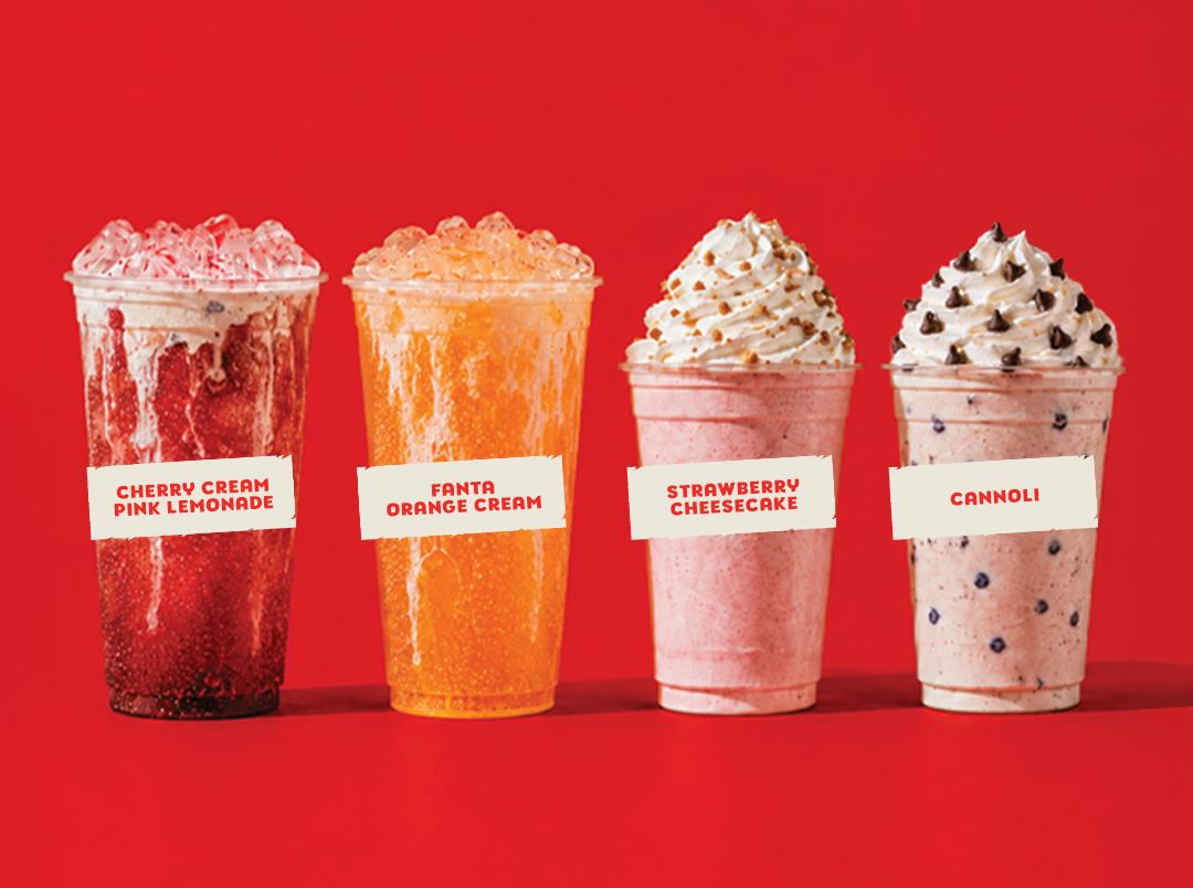 four milkshakes and specialty drinks